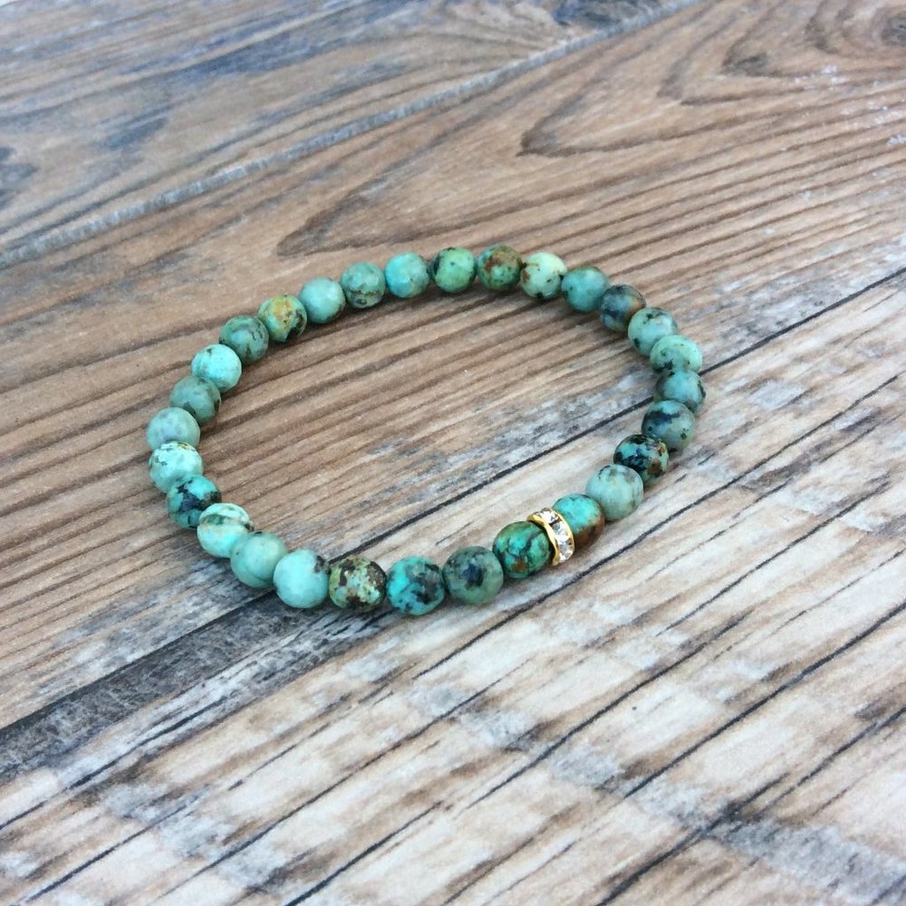 African Turquoise bracelet, healing bracelet, gemstone bracelet, blue, bohemian